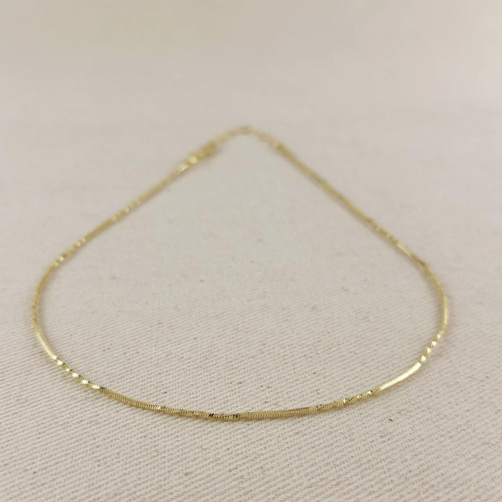 GoldFi - 18k Gold Filled Interspersed Twisted Box Chain 1.0mm Thickne