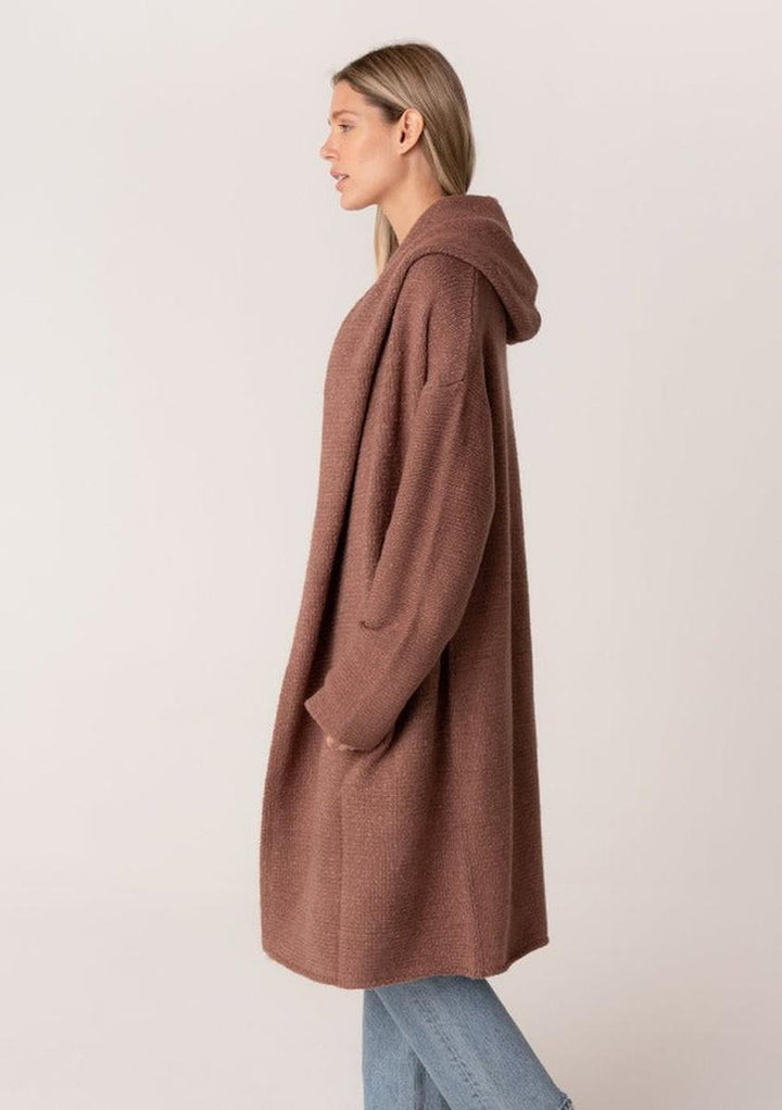 Lovestitch -  Cozy Oversized Two Pocket Hooded Cardigan in Vintage Mauve