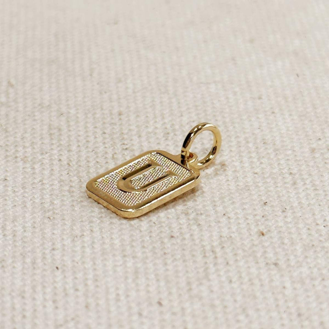 GoldFi - Textured Initial Plate Pendant in Gold Filled