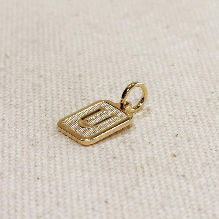 GoldFi - Textured Initial Plate Pendant in Gold Filled