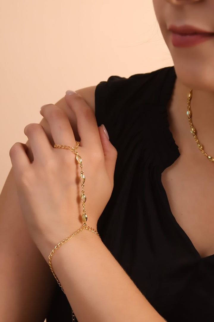 GoldFi - 18k Gold Filled Ellipse Opal Hand Chain