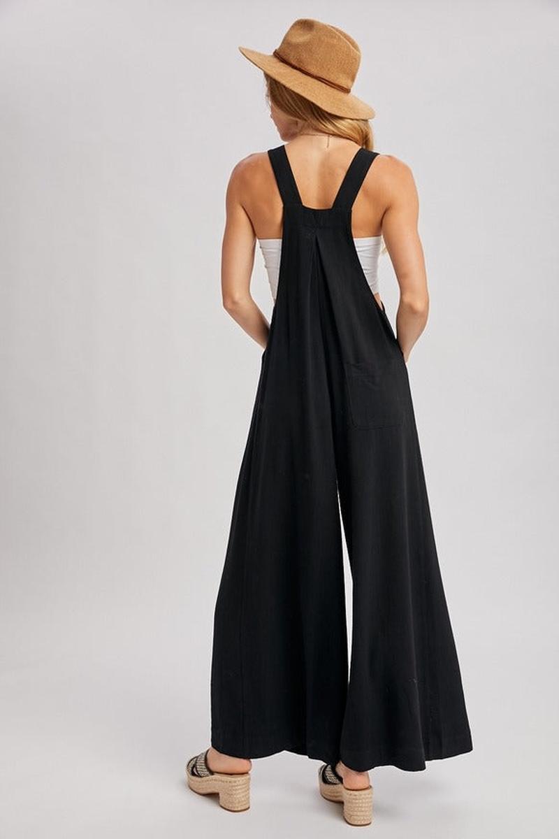 Blueivy - Flowy Wide Leg Overall Jumpsuit in Black