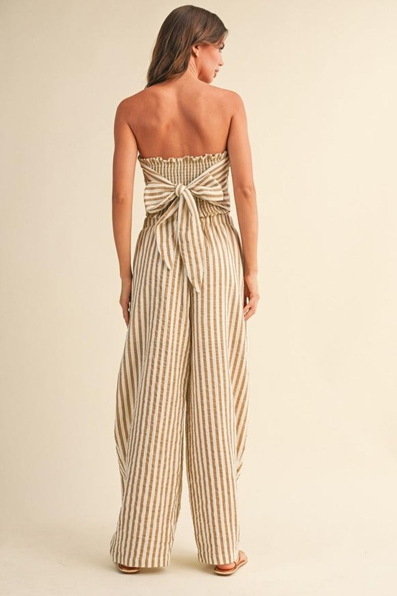 Klesis - Striped Smocked Back Tie Handkercheif Top and Barrel