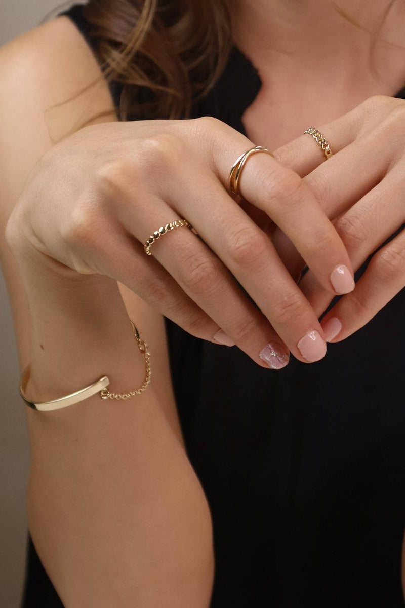 GoldFi - 18k Gold Filled Flat Beaded Band Ring