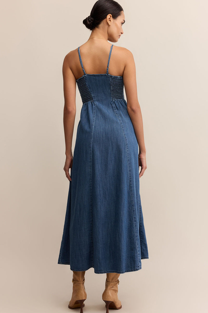 Z Supply - Angel Eyes Denim Midi Dress in Medium Indigo