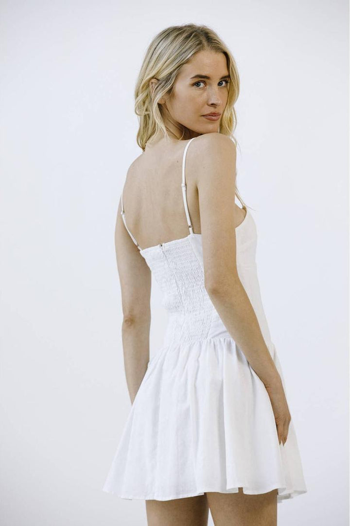 STORIA - Monochromatic Ballet A Line Mini Dress in Ivory