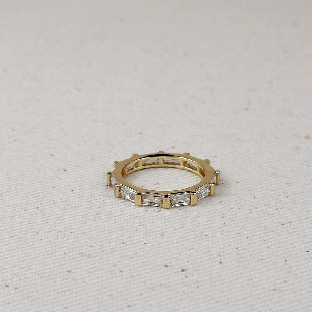 GoldFi - 18k Gold Filled Baguette CZ Band Ring: Emerald / 7.5