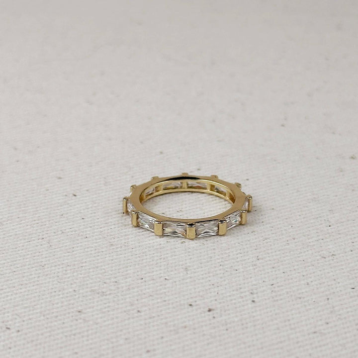 GoldFi - 18k Gold Filled Baguette CZ Band Ring: Emerald / 7.5