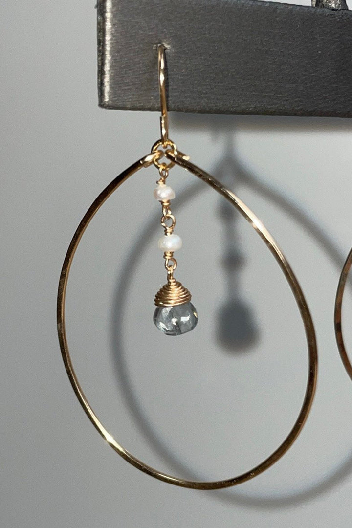Tree Myriah - Aquamarine Isla Hoops in Gold