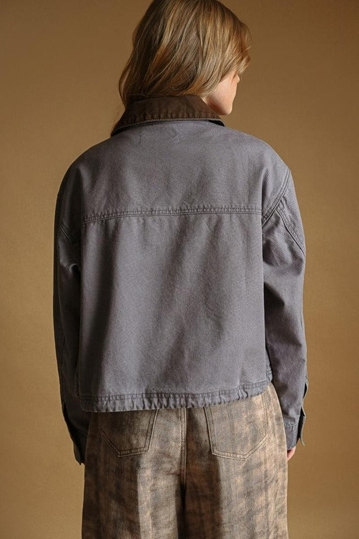 MIOU MUSE - Collar Contrasted Utility Jacket