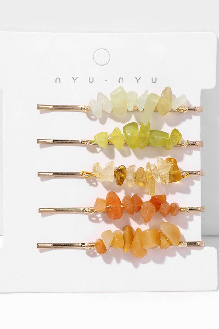 ACCITY - Natural Red Stone Hair Clip Set