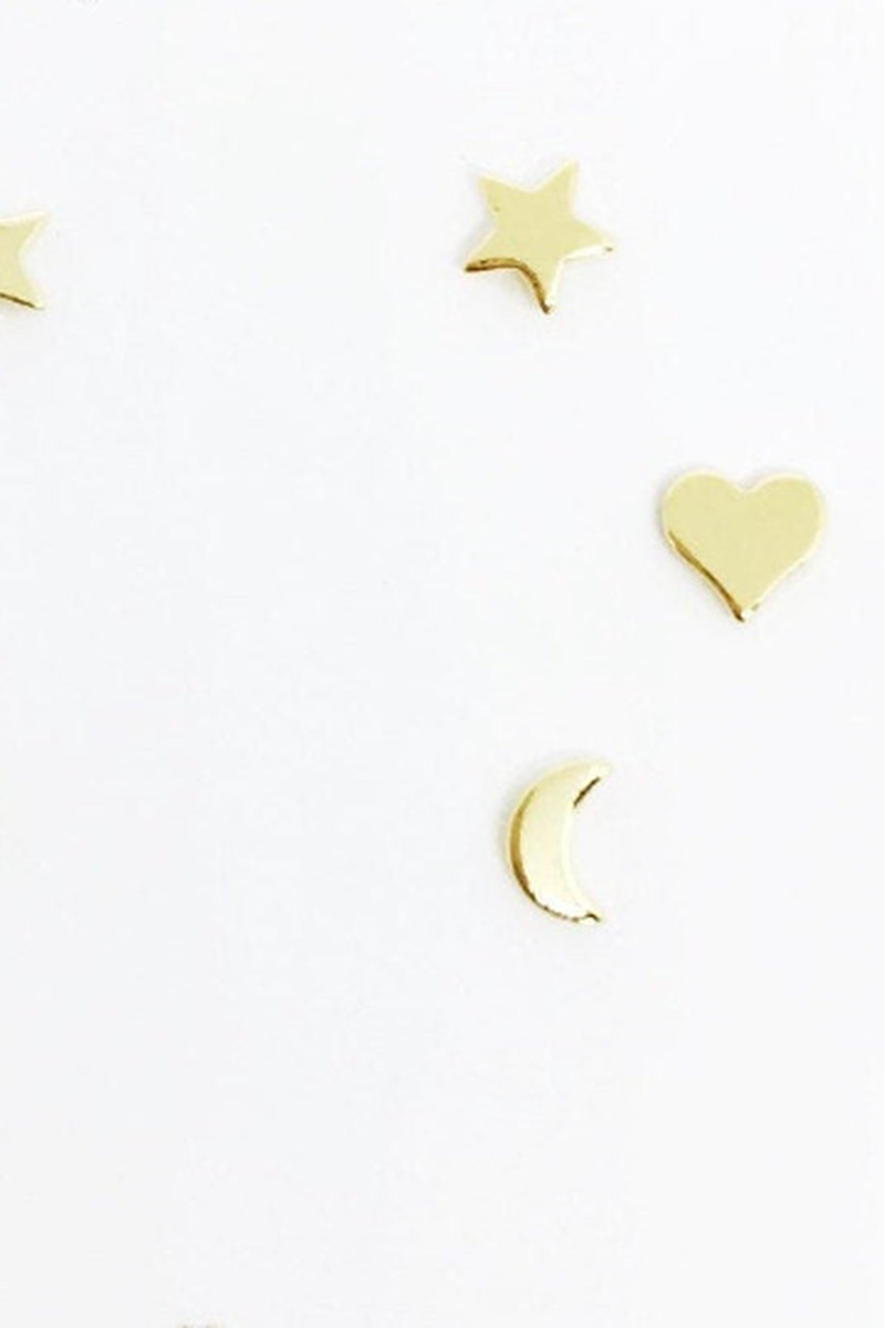 GoldFi - 18k Gold Filled Dainty Earrings Star, Moon n Heart