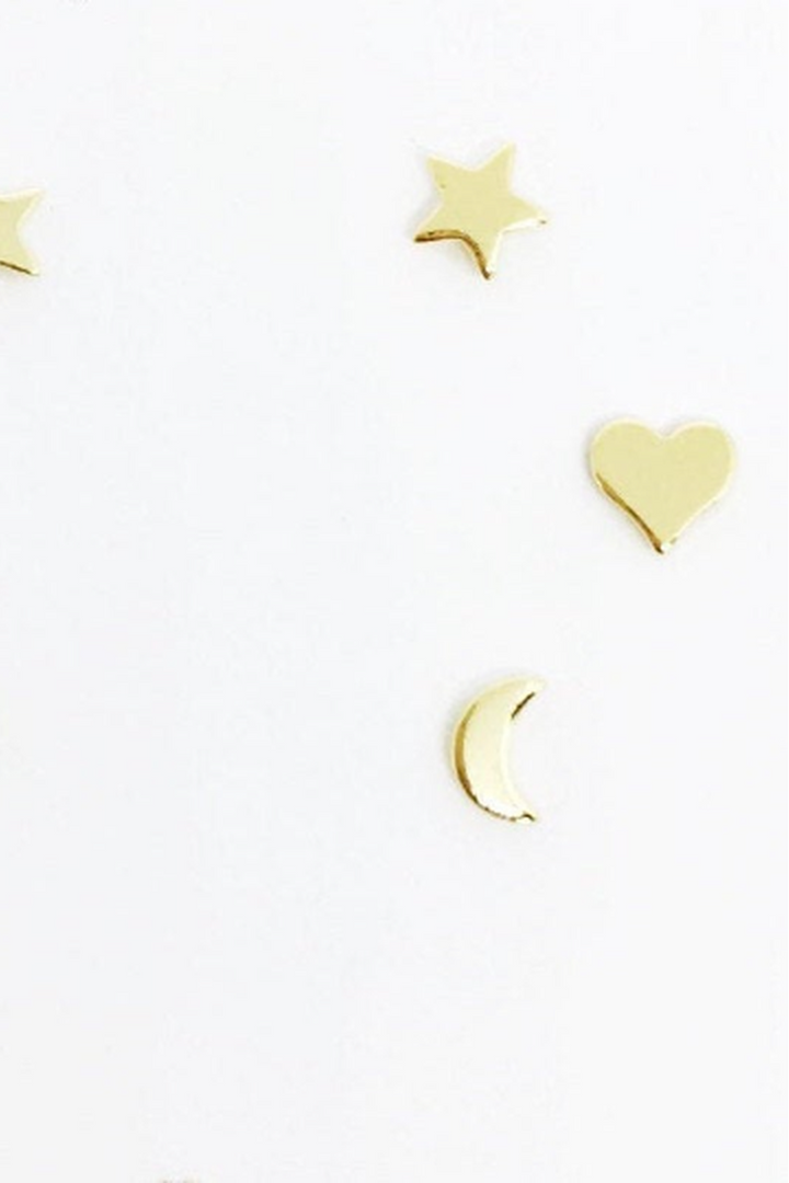GoldFi - 18k Gold Filled Dainty Earrings Star, Moon n Heart