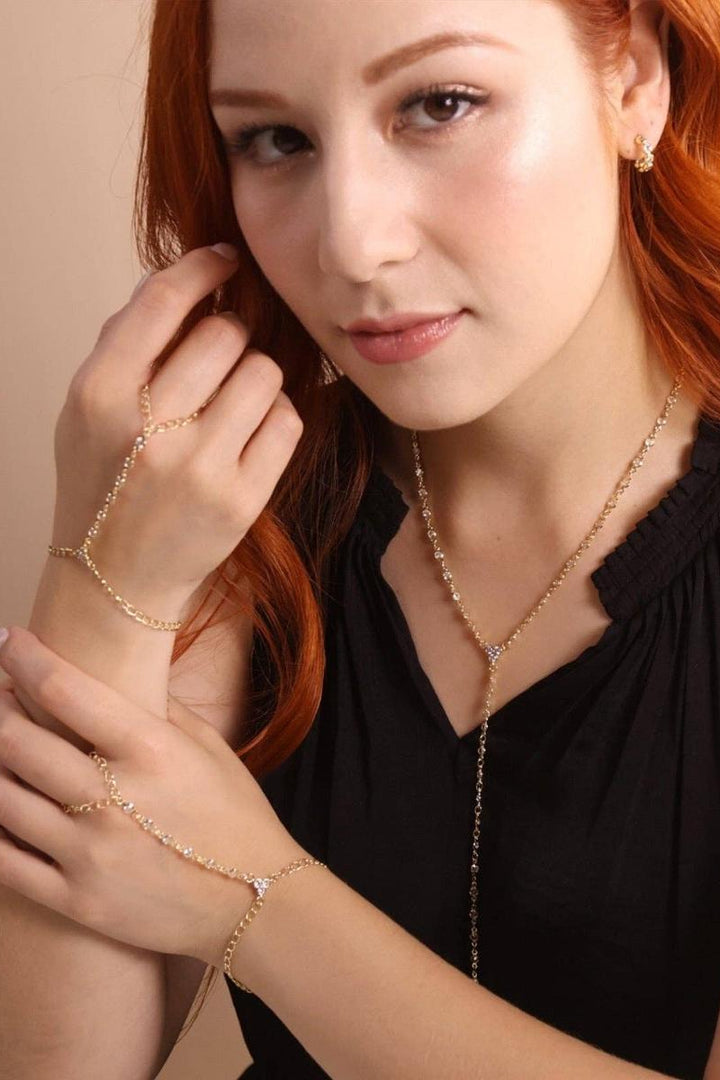 GoldFi - 18k Gold Filled Dainty Round Bezel CZ Hand Chain