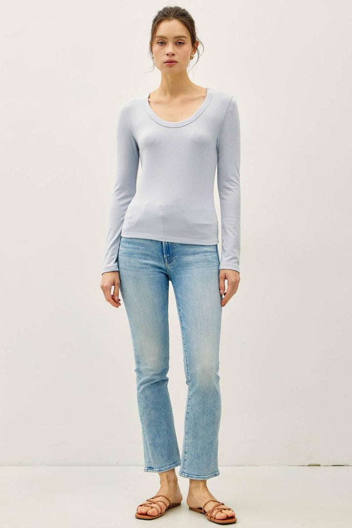 Be Cool - Ultra Soft Jersey Scoop Neck Basic Long Sleeve Tee