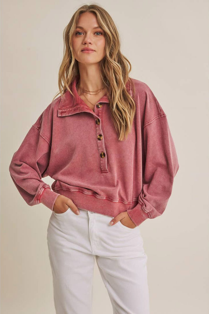 in february - Campfire Sky Nostalgic Mineral-Washed Terry Pullover