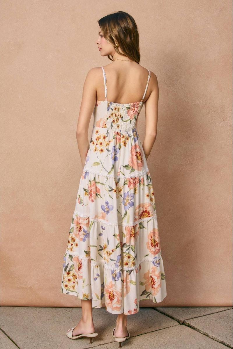 Dress Forum - Honeysuckle Drift Lace Tiered Midi Dress in Spring Garden