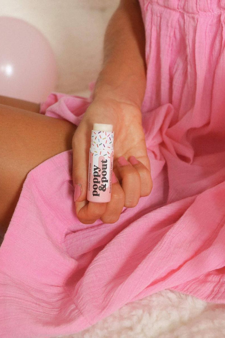 Poppy & Pout - Lip Balm, Birthday Confetti Cake, Pink