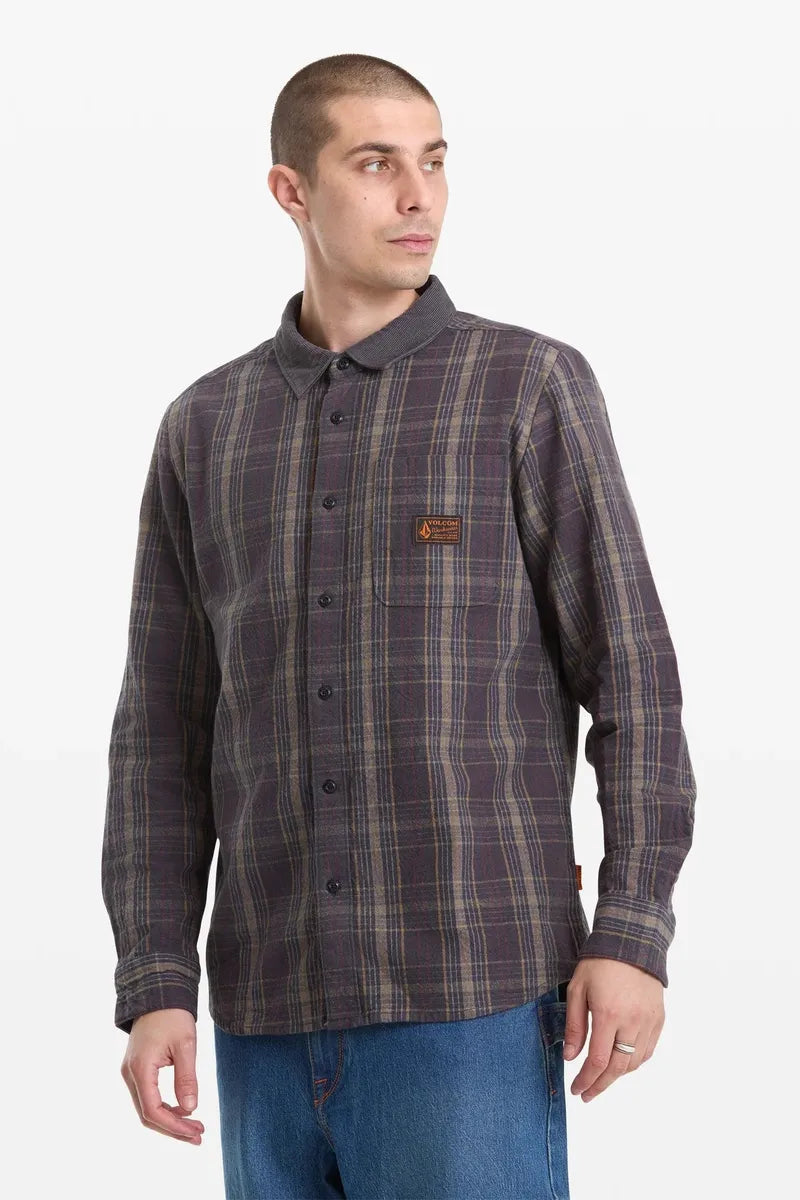 Volcom - Stonevise Plaid Long Sleeve in Asphalt Black