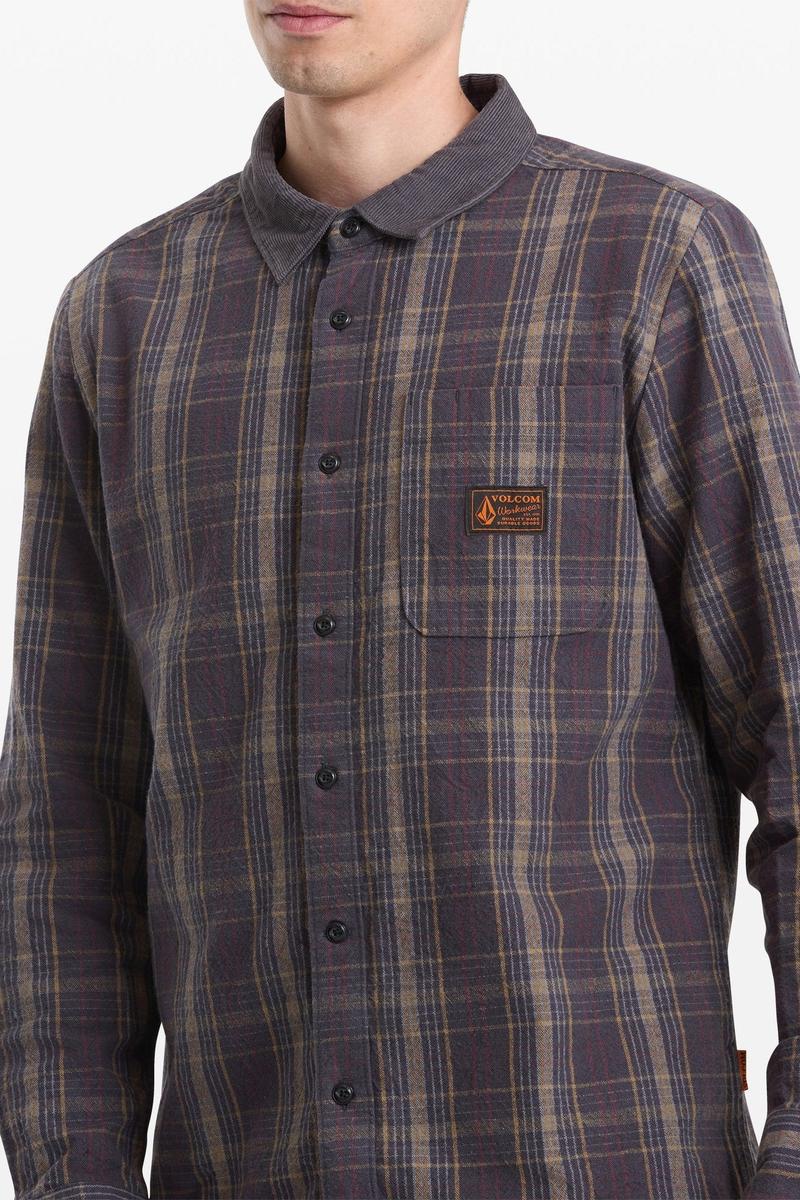 Volcom - Stonevise Plaid Long Sleeve in Asphalt Black