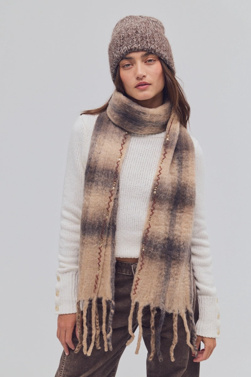 Free People - Highland Plaid Skinny Scarf
