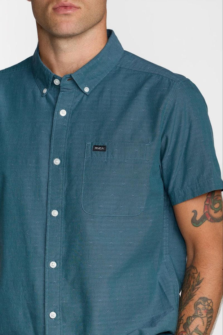 RVCA - That'll Do Dobby Short Sleeve Shirt in Atlantic