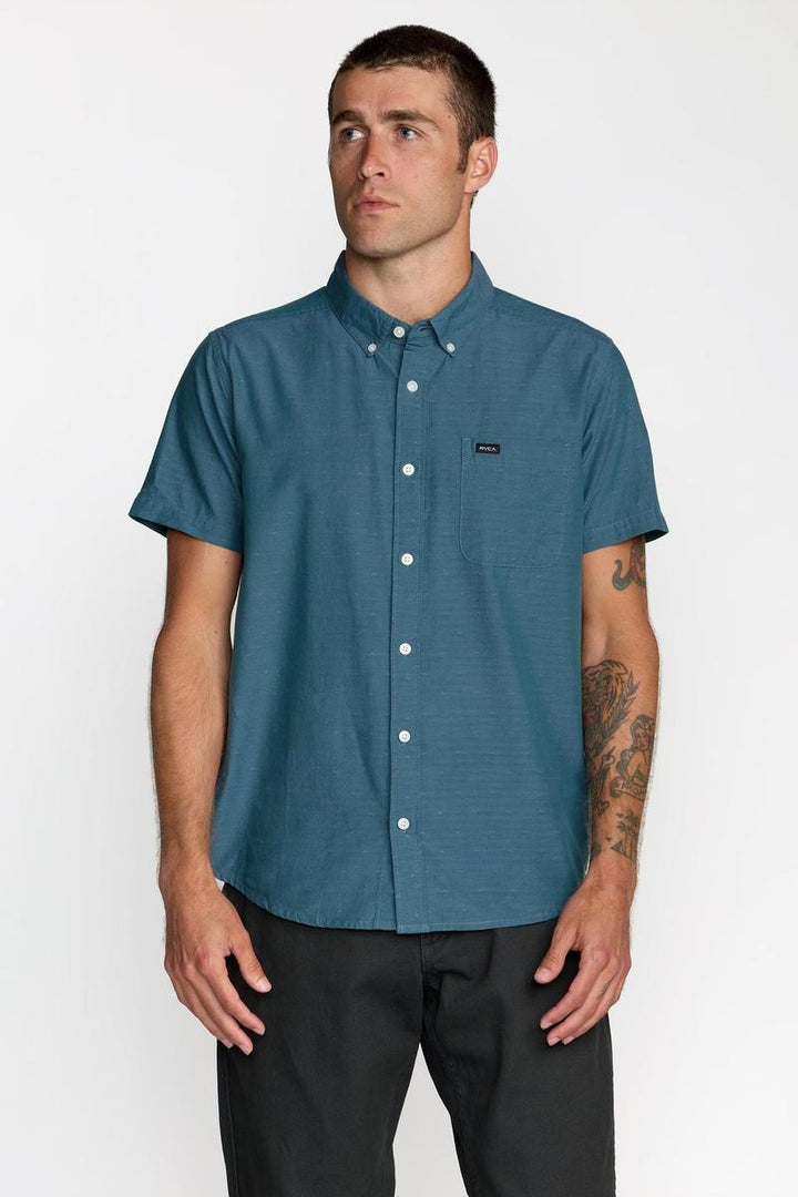 RVCA - That'll Do Dobby Short Sleeve Shirt in Atlantic
