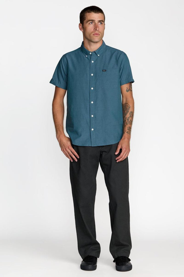 RVCA - That'll Do Dobby Short Sleeve Shirt in Atlantic