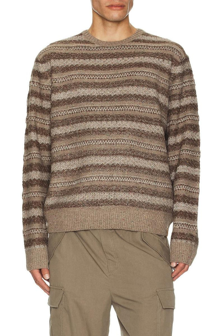 Brixton - Midnight Crew Sweater in Multi Neutral Stripe