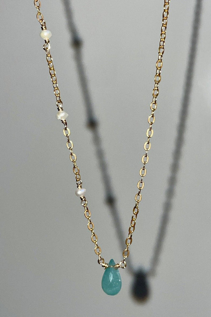 Tree Myriah - Lagoon Grandidierite Necklace in Gold #1