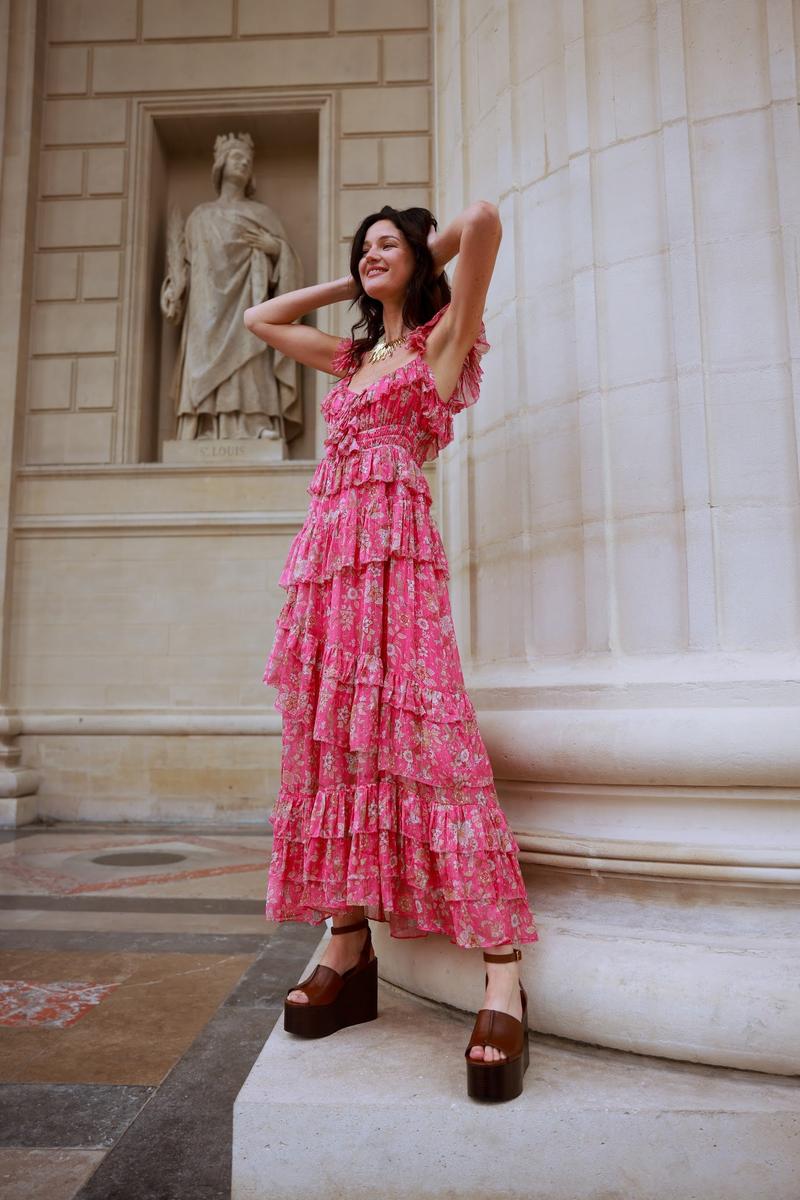 Strawberry Paris - Corinne Dress in Blue Jay Fuschia