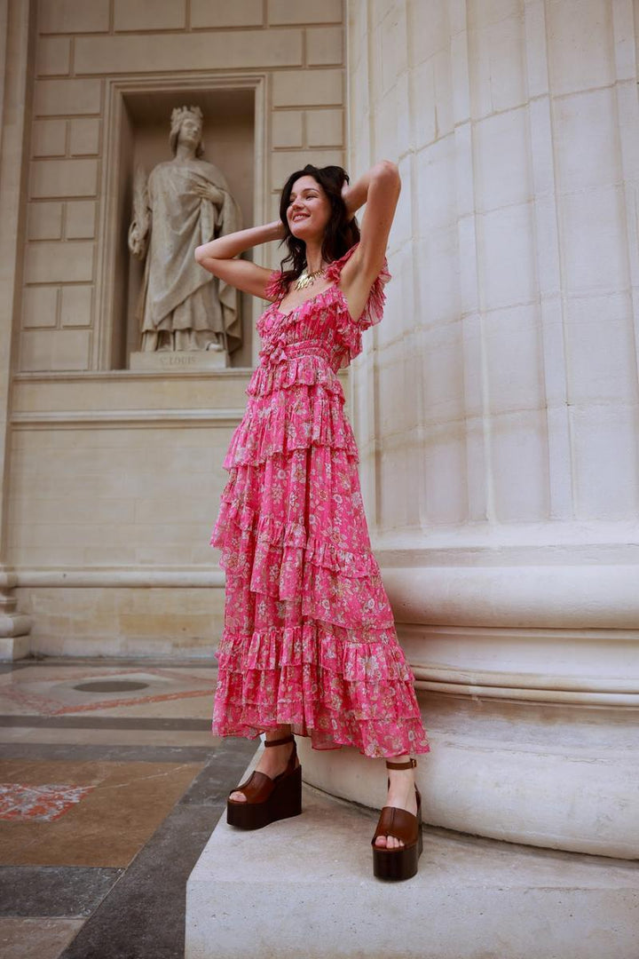 Strawberry Paris - Corinne Dress in Blue Jay Fuschia