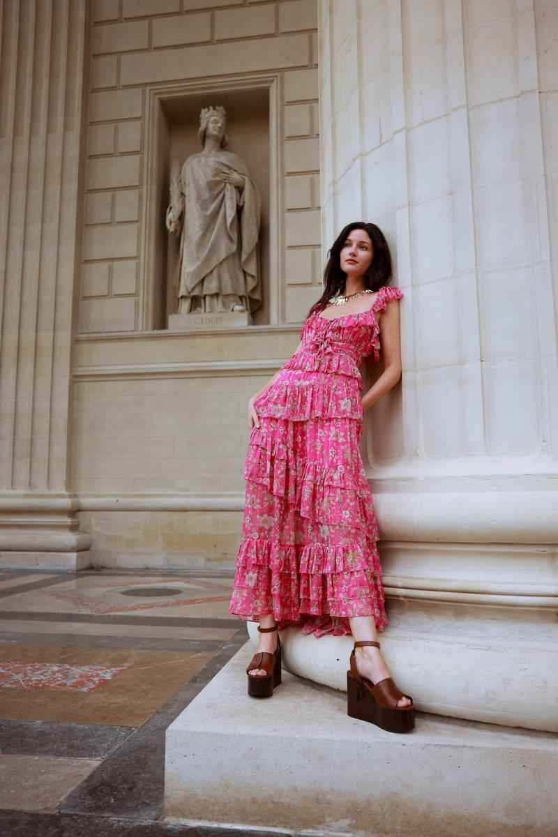 Strawberry Paris - Corinne Dress in Blue Jay Fuschia