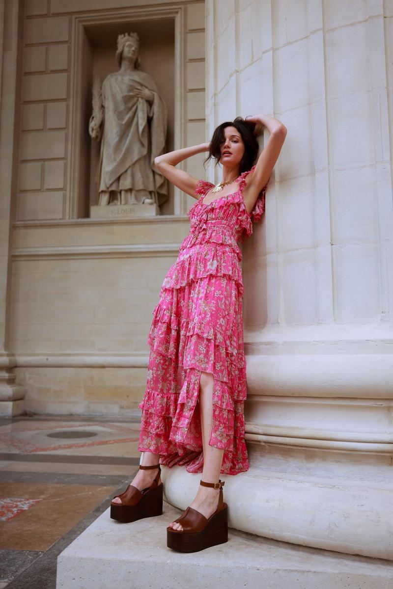 Strawberry Paris - Corinne Dress in Blue Jay Fuschia