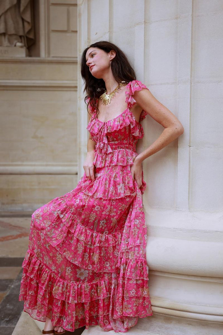 Strawberry Paris - Corinne Dress in Blue Jay Fuschia
