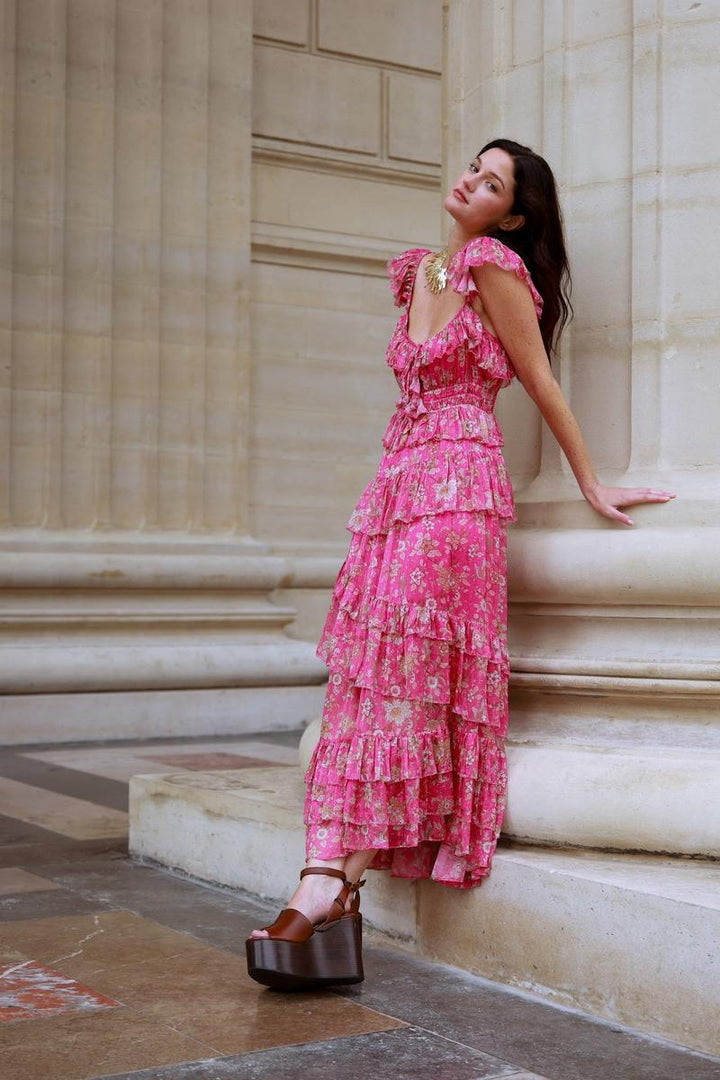 Strawberry Paris - Corinne Dress in Blue Jay Fuschia