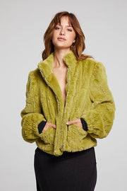 Chaser - Puff Sleeve Jacket in Green Olive
