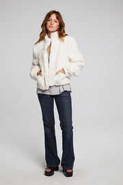 Chaser - Puff Sleeve Jacket in Starry White
