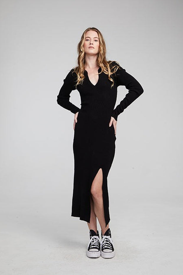 Chaser - Palm Midi Dress in Shadow Black