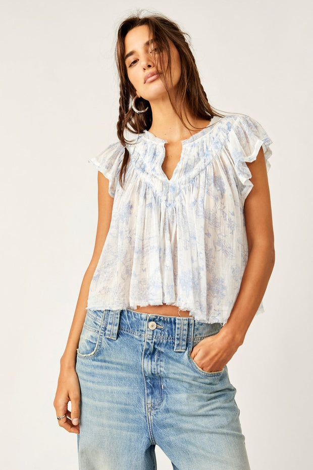 Printed Padma Top in Ivory Combo