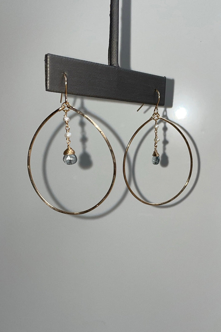Tree Myriah - Aquamarine Isla Hoops in Gold