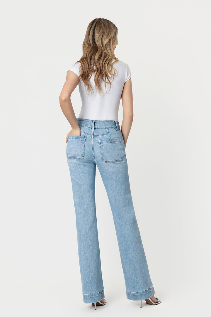 FLYING MONKEY - 90's Vintage Super High Rise Flare Jeans in Bang On Blue