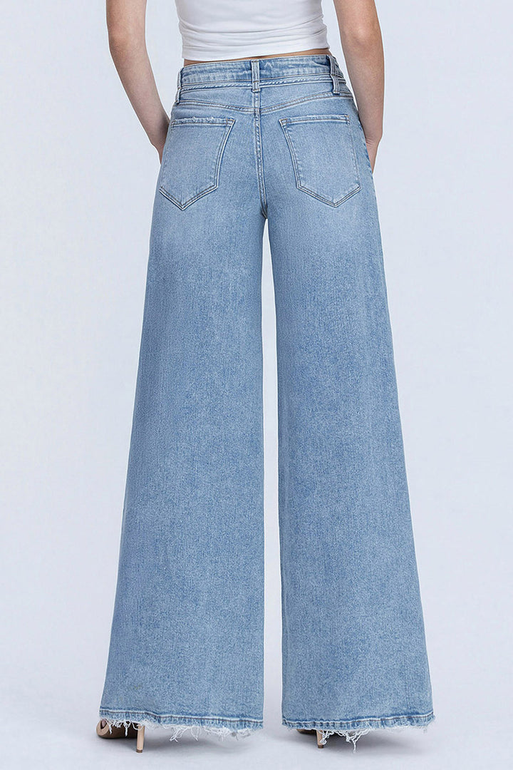Flying Monkey - Super High Rise Drawstring Waist Palazzo Jeans