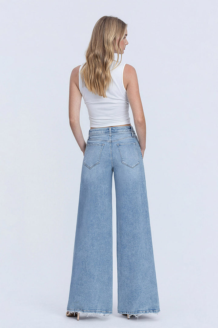 Flying Monkey - Super High Rise Drawstring Waist Palazzo Jeans