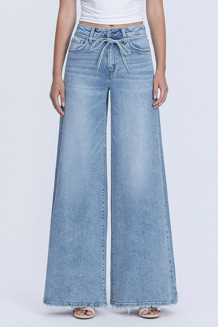 Flying Monkey - Super High Rise Drawstring Waist Palazzo Jeans