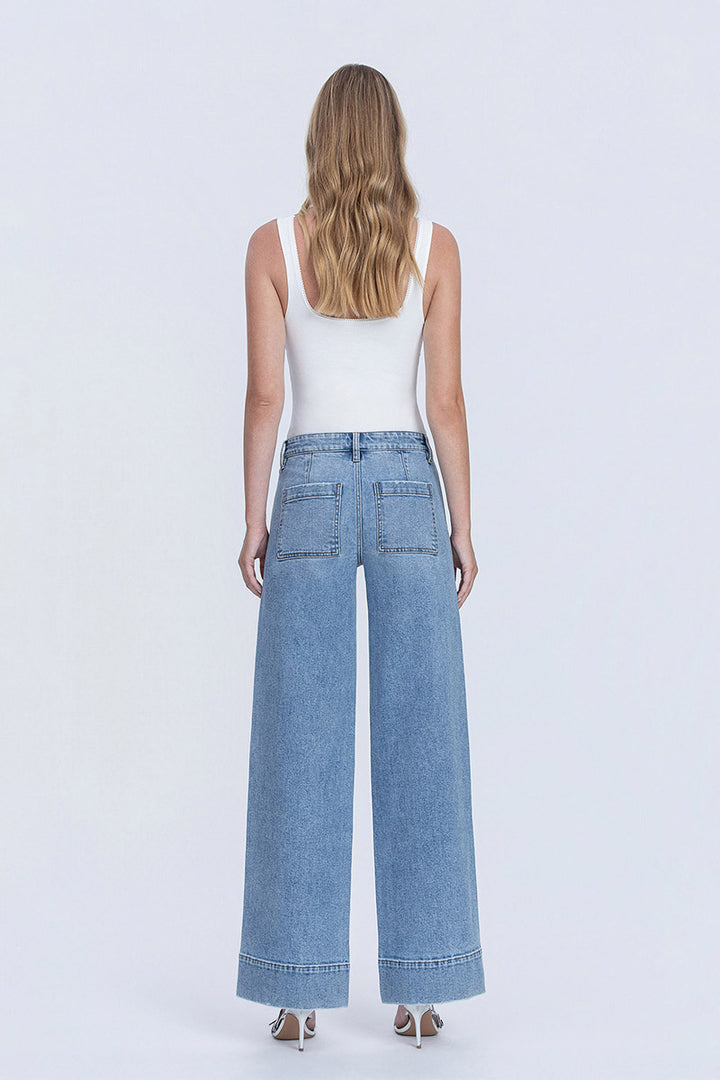 FLYING MONKEY - Mid Rise Trouser Hem Wide Jeans with Darts in Understanding
