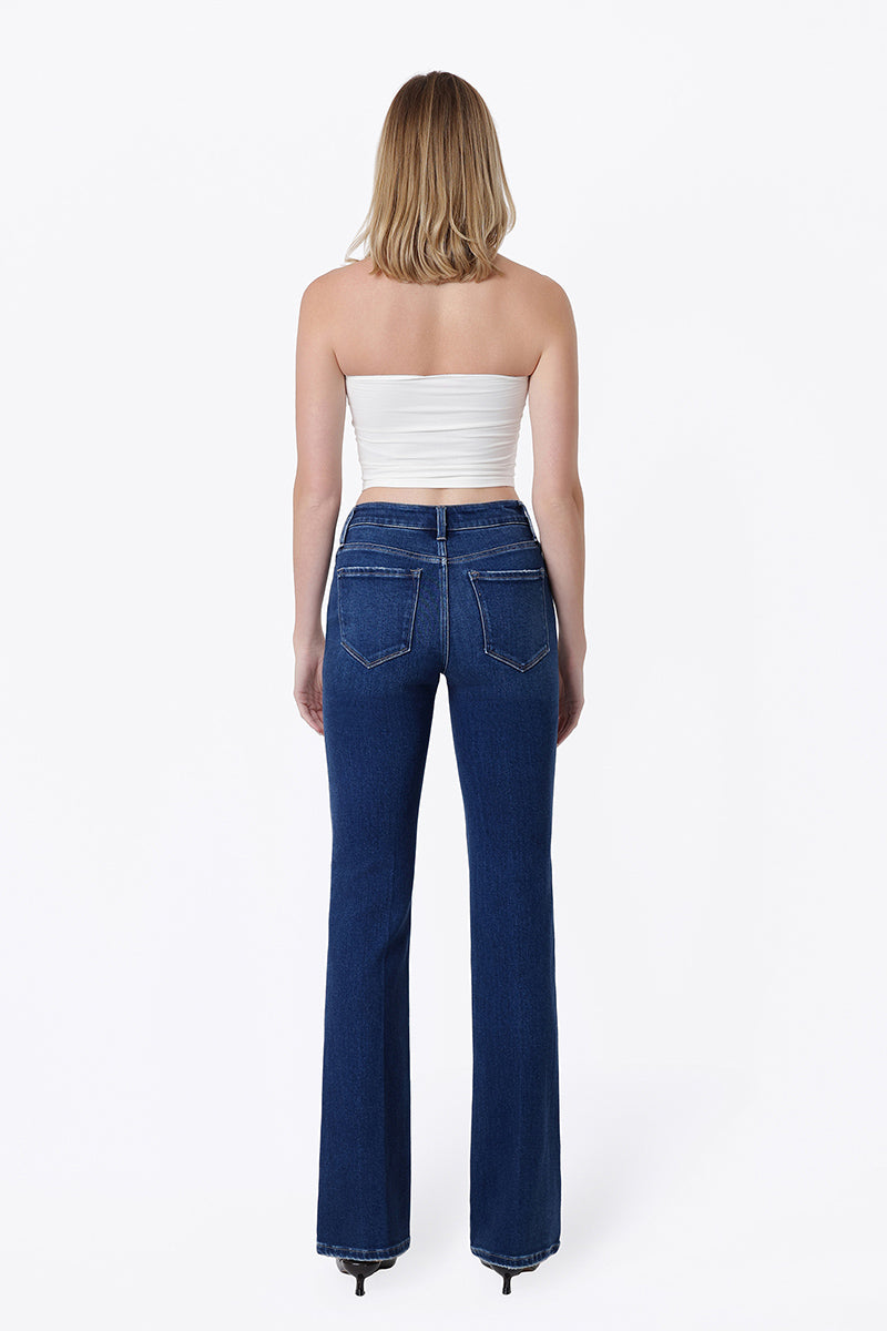 FLYING MONKEY - High Rise Trouser Fold Creased Bootcut  Jeans