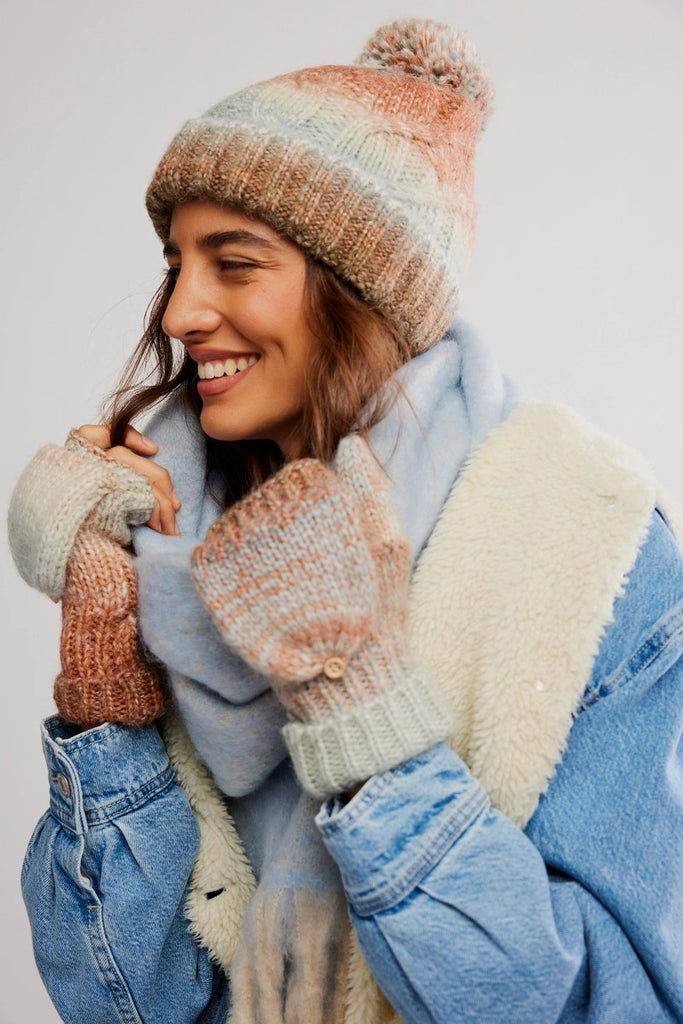 NWT Nordstrom / Free People Rainbow Run Knit Hat and Gloves Set Women main image 4