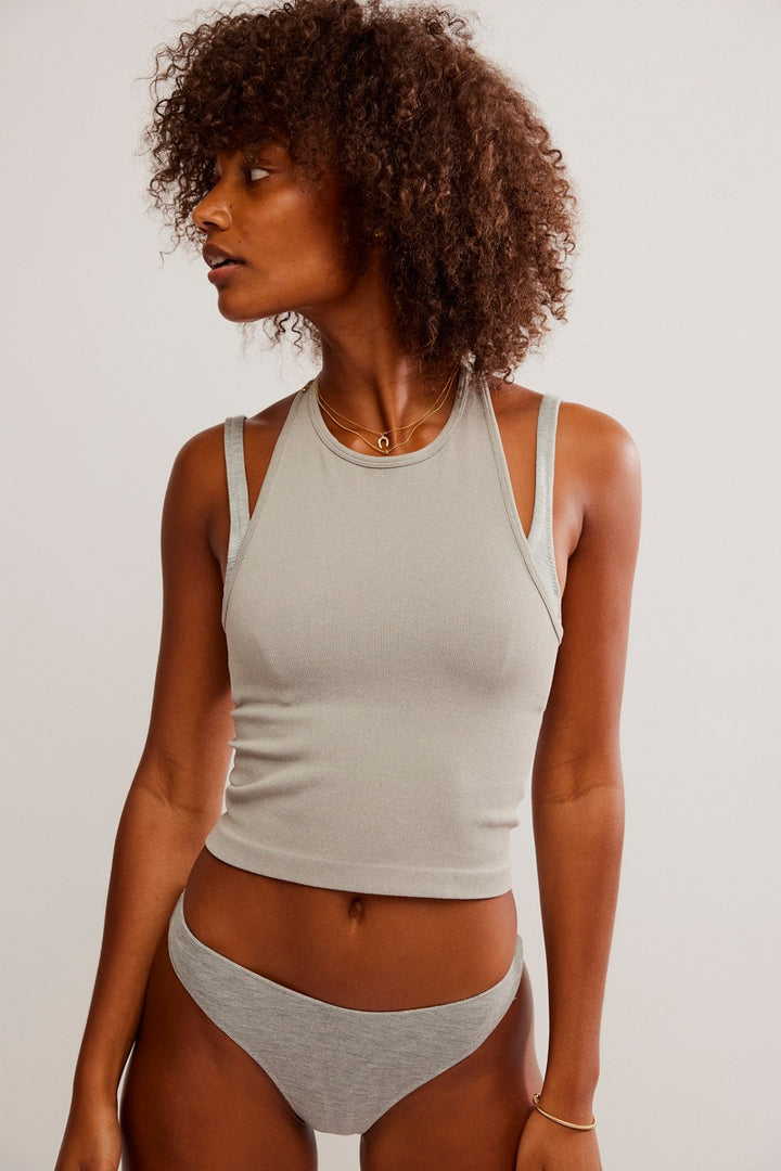 Free People - Heathered Essentials Thong in Grey Heather