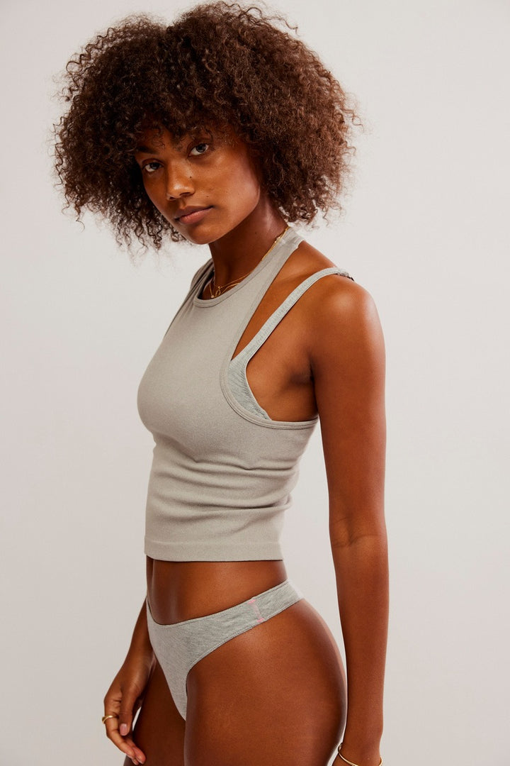Free People - Heathered Essentials Thong in Grey Heather